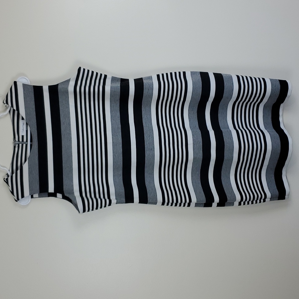 Calvin Klein Black and White Striped Mini Dress